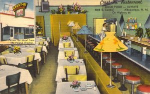 Linen Route 66 Crest-Hi Restaurant Interior, Albuquerque, NM, Minty,Old Postcard