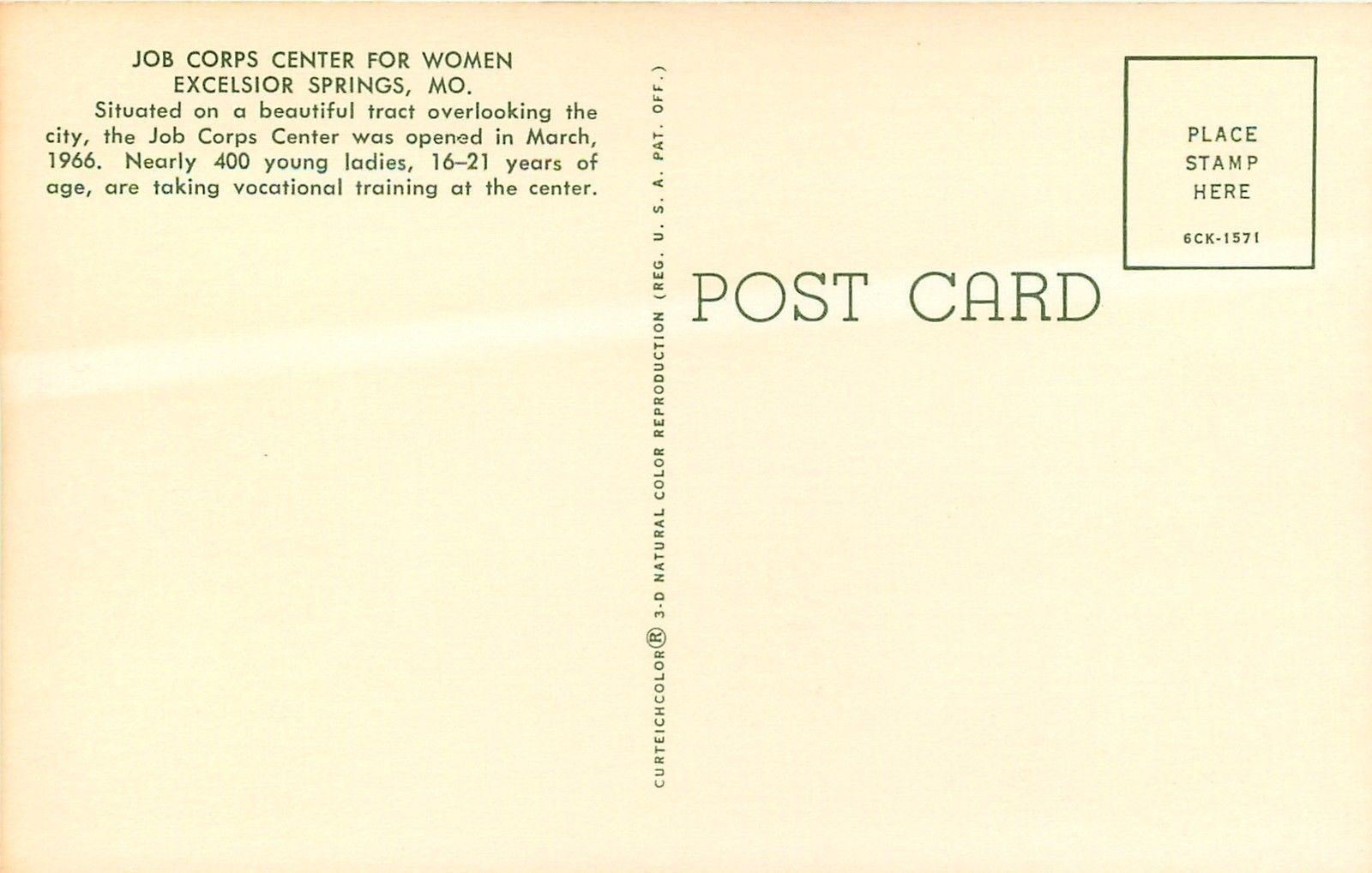 Excelsior Springs Missouri Job Corps Center For Women Covered Benches 1956 Pc Hippostcard