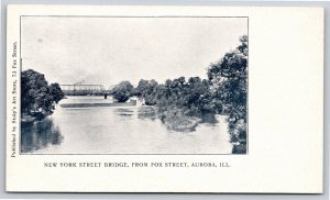 Aurora Illinois~New York St Bridge Seen From Fox Street~B&W~Vintage Postcard