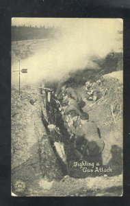 WWI BATTLE ACTION FIGHTING A GAS ATTACK TRENCH WORLD WAR 1 POSTCARD