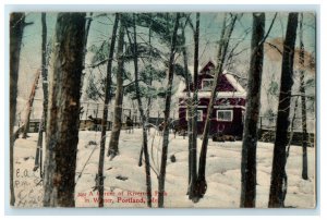 1907 A Corner of Riverton Park in Winter, Portland Maine ME Posted Postcard