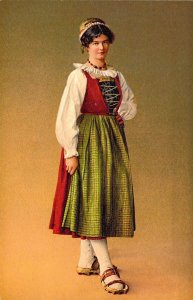 c.'07,  Europe Charm Costumed Woman, #104 Ticino  Old Zurich Postcard