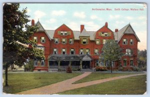 1910-20's NORTHAMPTON MA SMITH COLLEGE WALLACE HALL DROVE 180 MILES POSTCARD