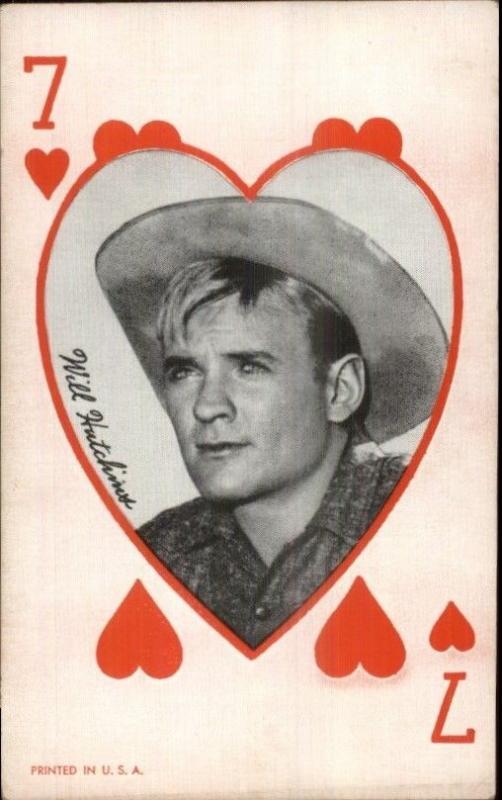 Cowboy Actor Mutoscope Exhibit Card - 7 of Hearts Will Hutchins