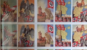 THIRD 3RD REICH COMPLETE UNCUT SHEET 15 ORIGINAL POSTCARDS NUREMBERG RALLY 1939