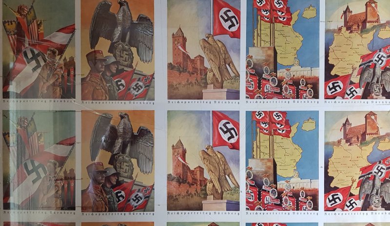 THIRD 3RD REICH COMPLETE UNCUT SHEET 15 ORIGINAL POSTCARDS NUREMBERG RALLY 1939