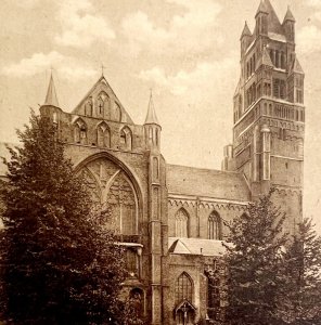 Cathedral Saint Sauveur #2 Bruges Belgium Gravure 1910s Postcard Sepia PCBG12A
