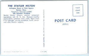 Postcard - The Hungry Pilgrim, The Statler Hilton - Boston, Massachusetts