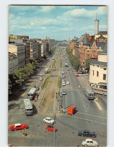 Postcard Mannerheimintie the main street of the capital, Helsinki, Finland