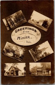 RPPC Multi Views Greetings from Minier IL c1910 Vintage Postcard S33