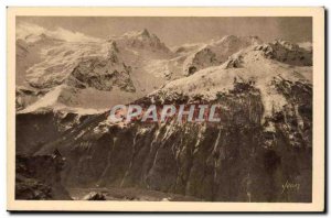 Old Postcard The Alps Pelvoux massif and the latest extensions of the large red