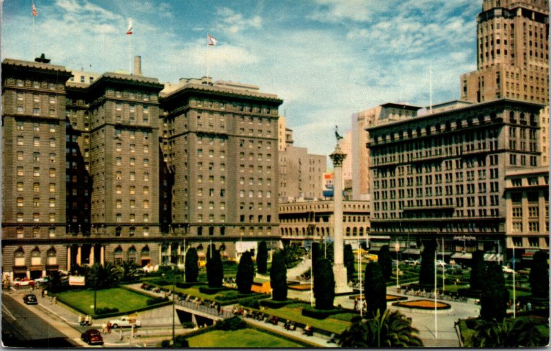 Vtg Union Square Park St Francis Hotel San Francisco California CA Postcard