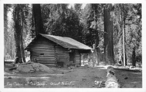 Log Cabin, Cow Camp, Giant Forest, California RPPC 1920s Antique Photo Postcard