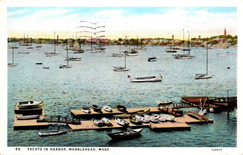 Massachusetts Marblehead Yachts In The Harbor 1936 Curteich