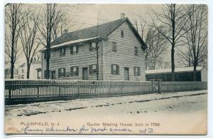 Quaker Meeting House Plainfield New Jersey 1907 postcard 