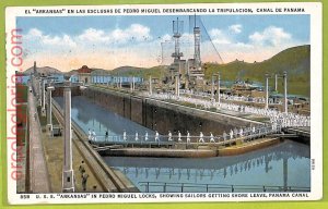 af7477 - USA Canal Zone - VINTAGE POSTCARD - 1938 - SHIP Arkansas Navi-
