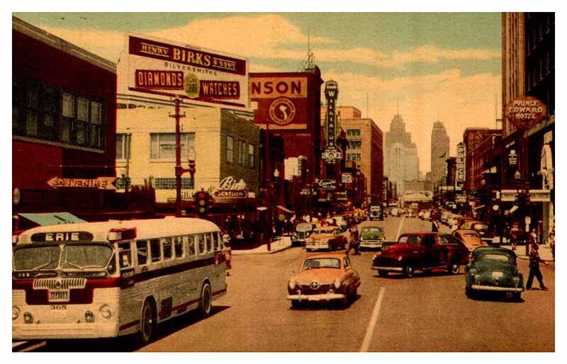 Postcard SHOPS SCENE Windsor Ontario ON AS2792