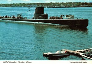 CONTINENTAL SIZE POSTCARD USS CROAKER AT GROTON CONNECTICUT