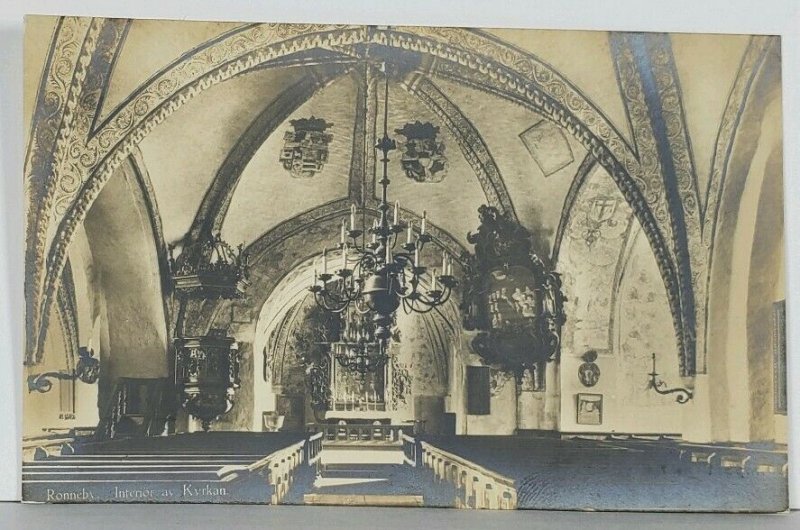 Ronneby Interior av Kyrkan RPPC Sweden Postcard K11