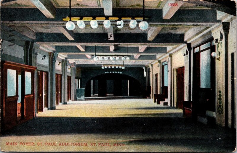 Postcard Main Foyer St. Paul Auditorium in St. Paul, Minnesota~68