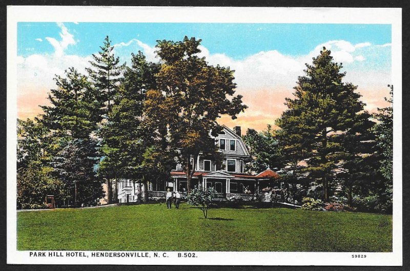 Park Hill Hotel Hendersonville North Carolina Unused c1920s