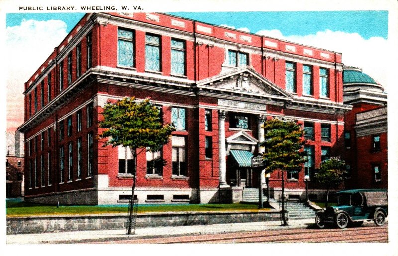 Wheeling, West Virginia - The Library - (see the back of postcard) - c1920