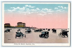 c1920's Along The Beach Cars Scene Daytona Florida FL Unposted Vintage Postcard