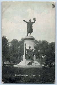 c1906 Key Grave Monument Park Statue Groves Fred'k Maryland MD Antique Postcard