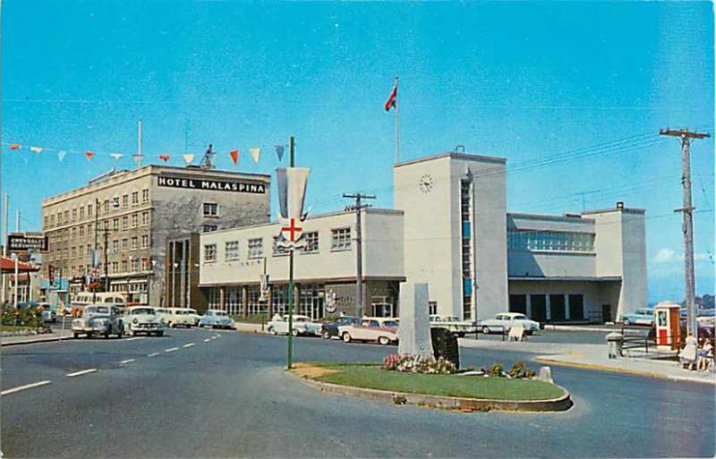 Malaspina Hotel & Federal Building Nanaimo BC Postcard