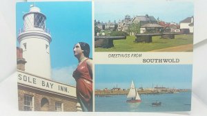 Vintage Multiview Postcard Sole Inn Lighthouse Gun Hill River Blyth Southwold