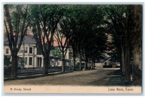 c1905's A Shady Street Lime Rock Connecticut CT Unposted Handcolored Postcard