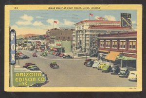 GLOBE ARIZONA  DOWNTOWN STREET SCENE OLD CARS STORES VINTAGE POSTCARD