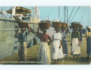 W-Border JAMAICANS UNLOAD COAL STEAMER SHIP Published In Kingston Jamaica E8139