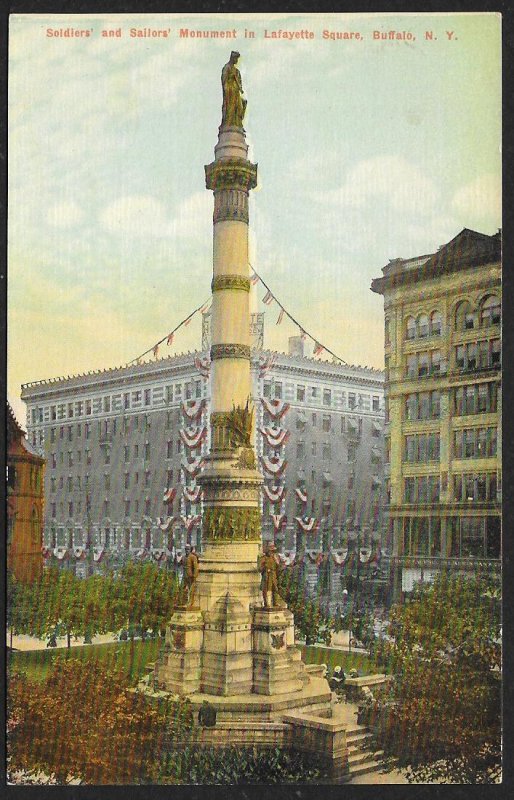 Soldiers & Sailors Monument Lafayette Square Buffalo New York Unused c1910s