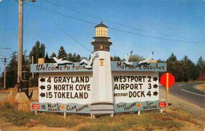 Twin Harbors Beaches Highway Road Sign Washington 1960s postcard