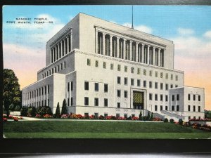 Vintage Postcard 1944 Masonic Temple Fort Worth Texas