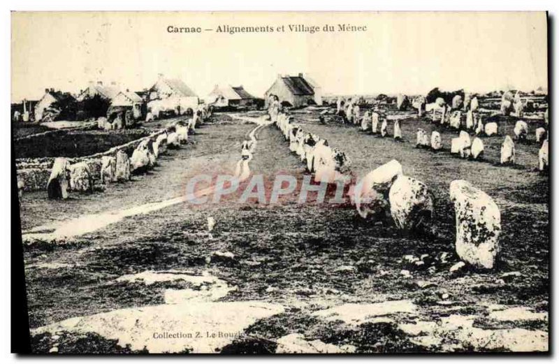 Old Postcard Carnac Alignments and Village of Menec