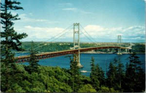 Vtg 1950s Narrows Bridge Tacoma Washington WA Unused Postcard