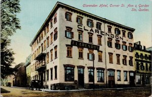 Clarendon Hotel Quebec QC St Ann & Garden Streets Advertising Postcard H25