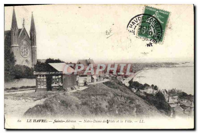 Old Postcard Le Havre Sainte Adresse Our Lady of the Waves and the City