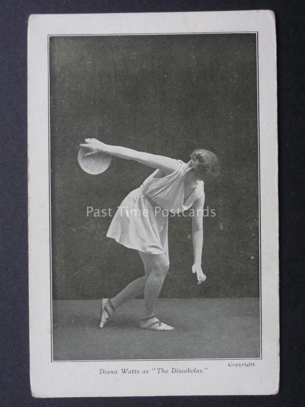 Athlete Theme DIANA WATTS as The Discobolas THROUGHING DISCUS Old Postcard