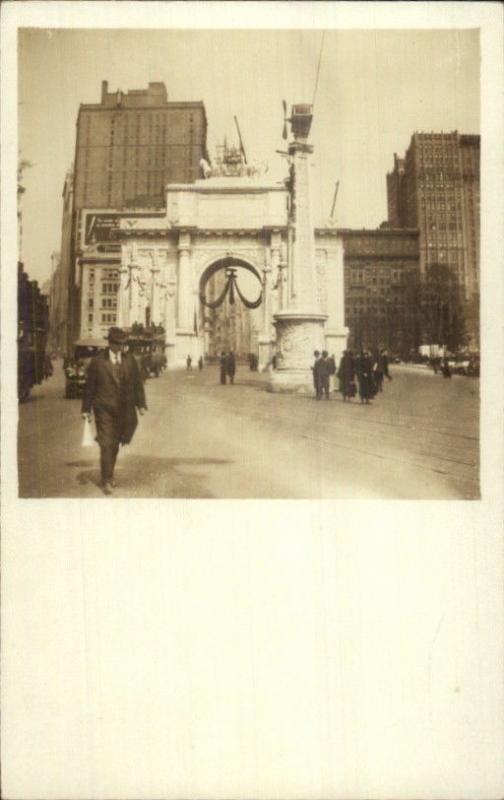 New York City Manhattan Arch etc c1918 WWI Era Amateur Real Photo Postcard