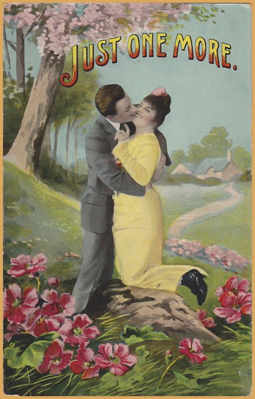 Romance-Just One More Man kissing lady on Rock - 