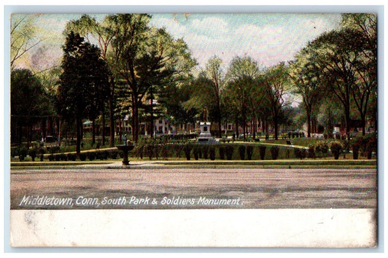 1905 South Park And Soldier's Monument Middletown Torrington CT Antique Postcard