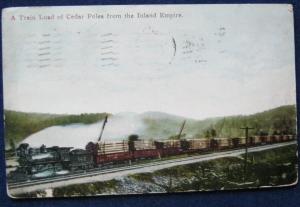 A Train Load Of Cedar Poles From The Inland Empire WA 1910 Spokane Postcard 218