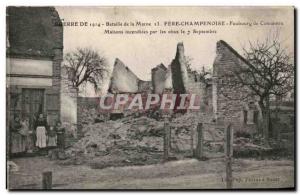 Old Postcard Battle of the Marne Fere Champenoise Faubourg Connantre houses b...