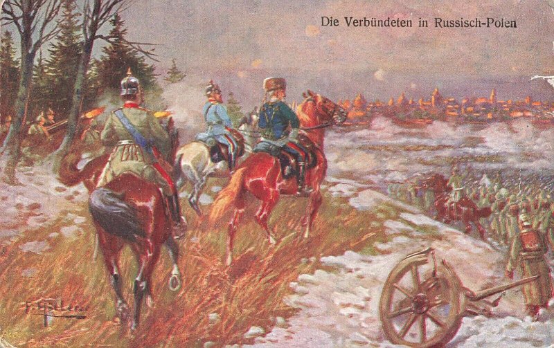 Die Verbündeten in Russisch-Polen-1916 WW1 MILITARY-AUSTRO-HUNGARY ARMY POSTCARD