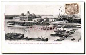 Egypte Egypt CPA Port Said Vue de l'entree du canal avec le bureau de la compagn