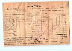 1903 RAWLINS WYOMING UNION PACIFIC RAILROAD CO FREIGHT BILL Z865