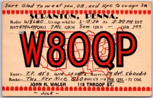 1936 QSL Radio Card W8OQP Scranton PA Amateur Radio Station Posted Postcard